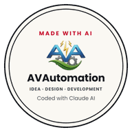 Made with AI – AVAutomation: idea, design, development · Coded with Claude AI